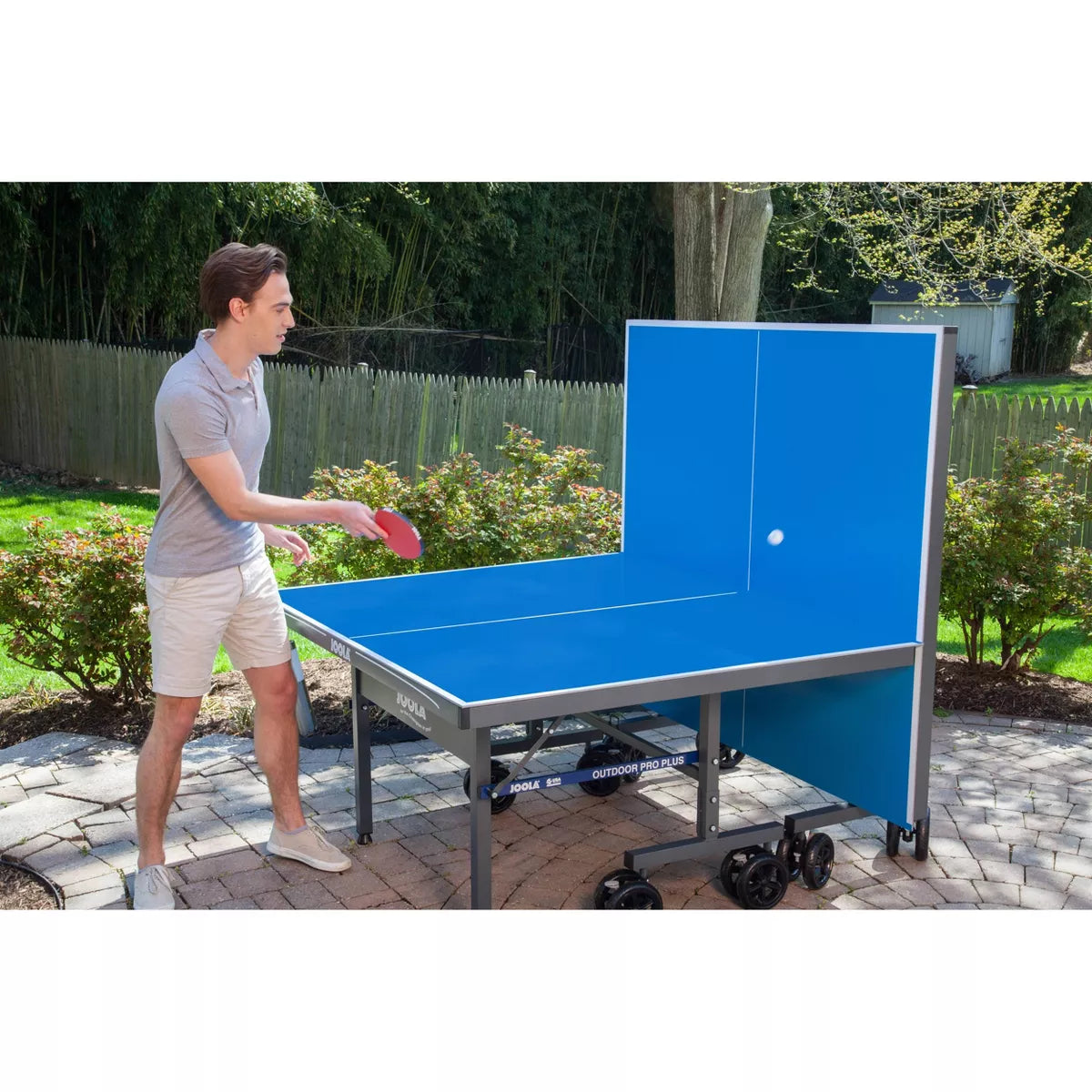 Stół do ping-ponga JOOLA Nova Pro Plus Outdoor z wodoodporną siatką, 9 x 5 stóp, składany, powierzchnia aluminiowa